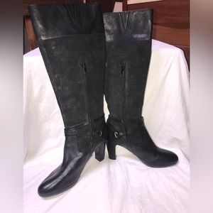 Black suede/leather vintage Ralph Lauren high heeled dress boots.